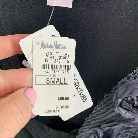 Romeo & Juliet Couture Black Knit Tunic/Dress w/Floral Appliqué Chiffon‎ Hem NWT - Picture 5 of 9